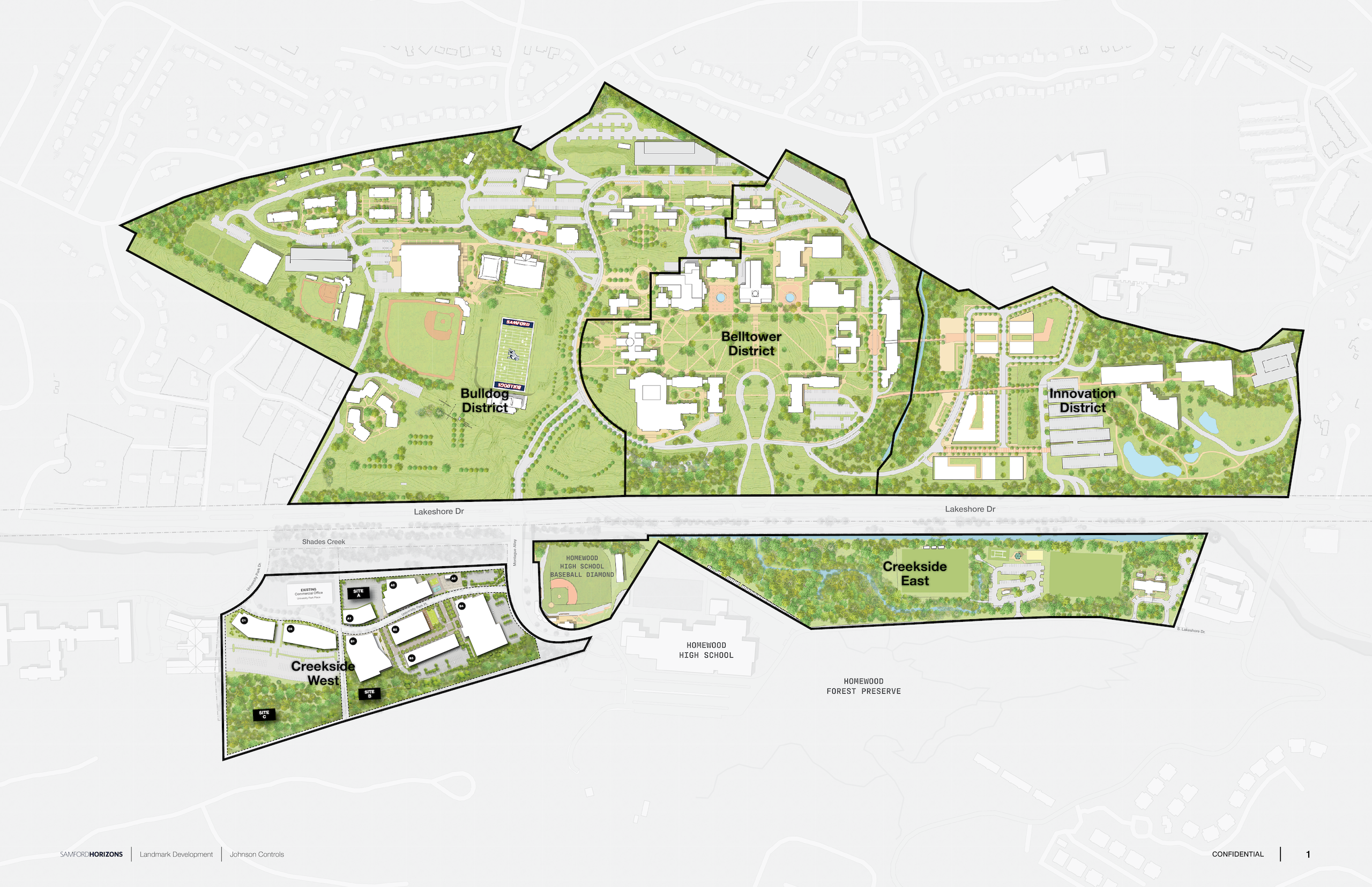 A map of the future Creekside Homewood development